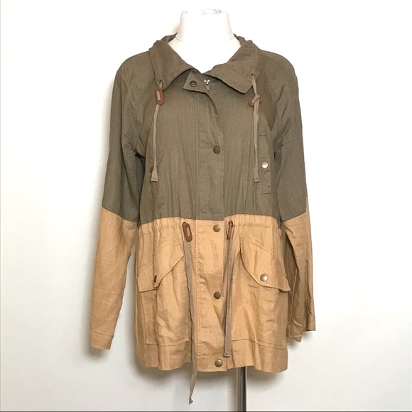 BLU PEPPER Linen Blend Colorblock Jacket - Picture 3 of 10